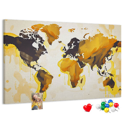 Cork display board Abstract world map
