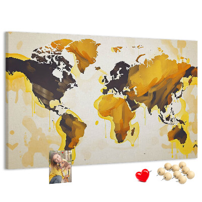 Cork display board Abstract world map