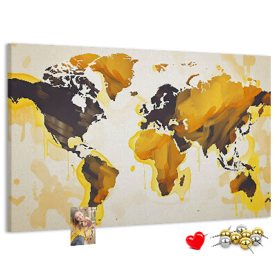 Cork display board Abstract world map