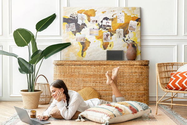 Cork display board Abstract world map