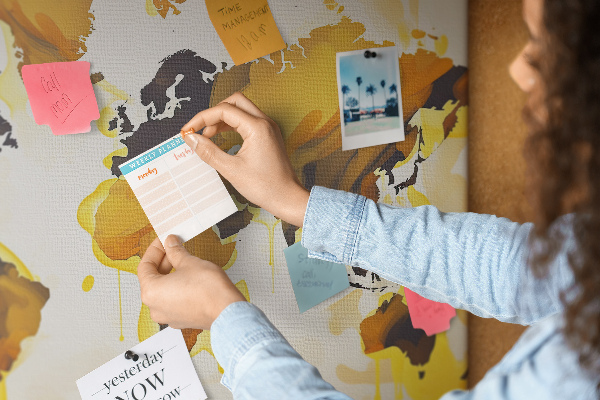 Cork display board Abstract world map