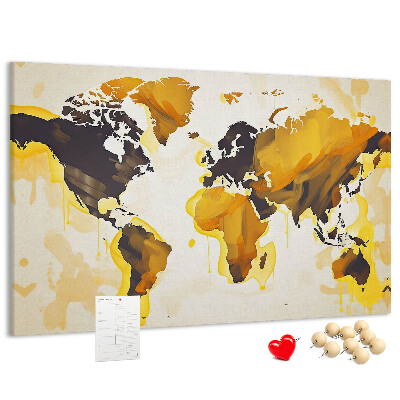Cork display board Abstract world map