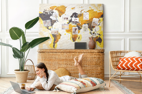 Cork display board Abstract world map