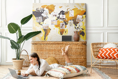 Cork display board Abstract world map