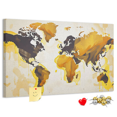 Cork display board Abstract world map