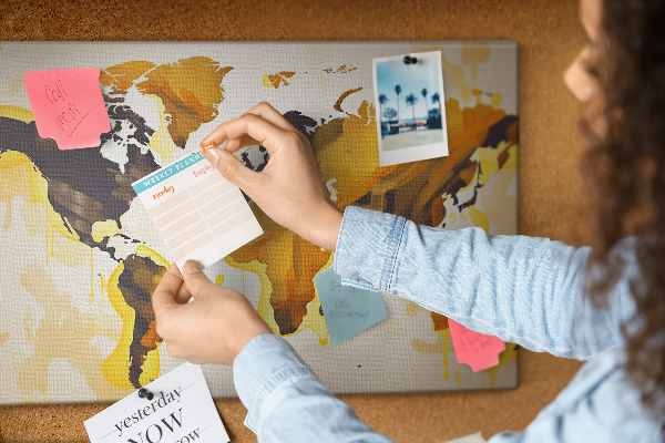 Cork display board Abstract world map