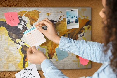 Cork display board Abstract world map