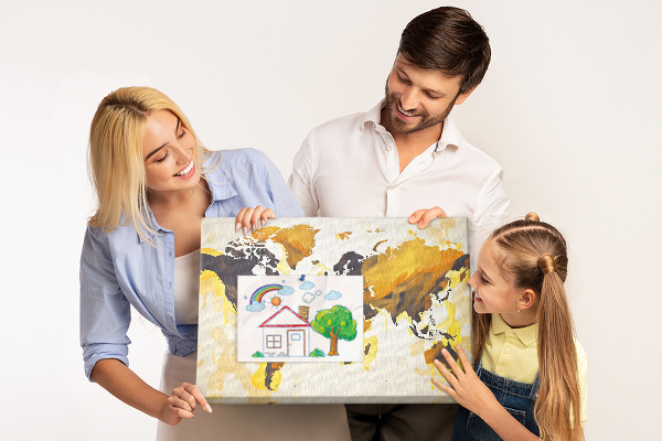 Cork display board Abstract world map