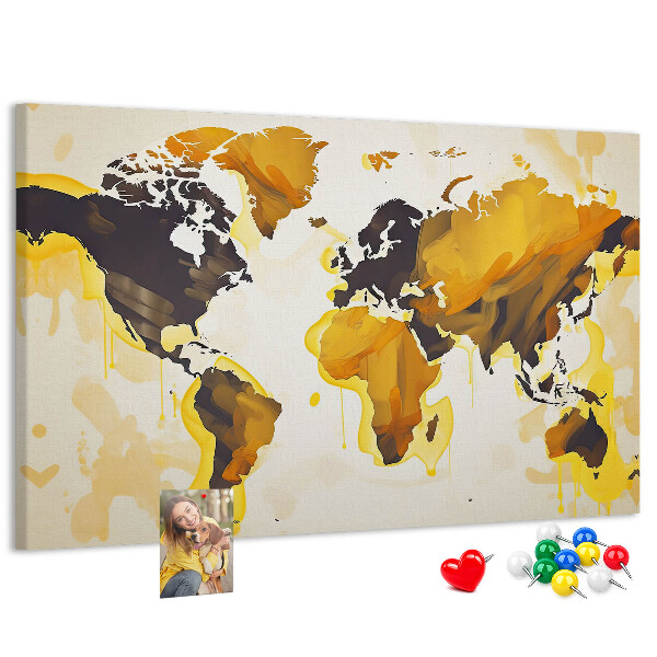 Cork display board Abstract world map
