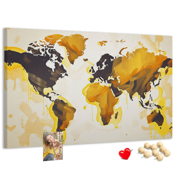 Cork display board Abstract world map