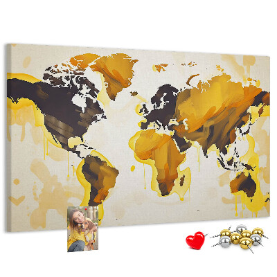 Cork display board Abstract world map