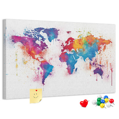Cork memo board World map