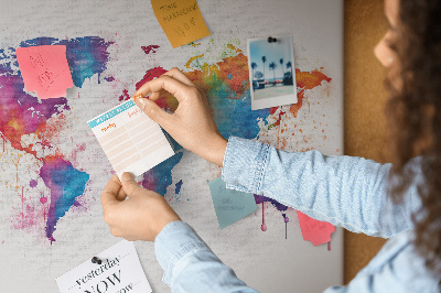 Cork memo board World map