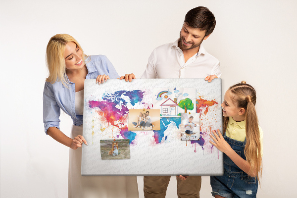 Cork memo board World map