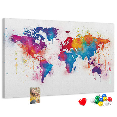 Cork memo board World map