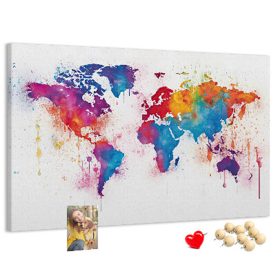 Cork memo board World map