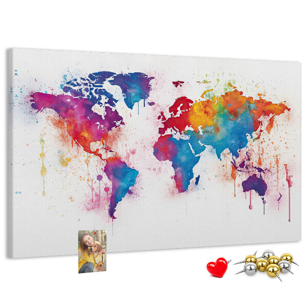 Cork memo board World map