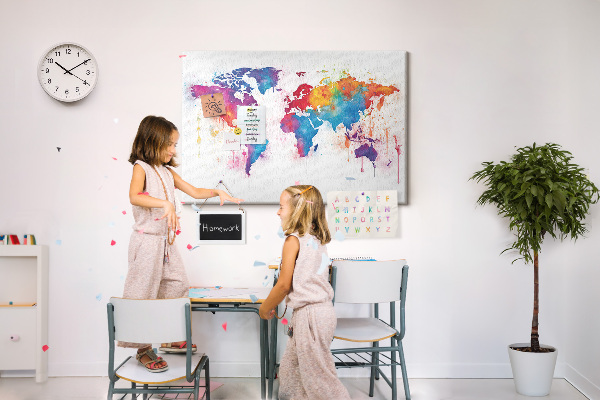 Cork memo board World map