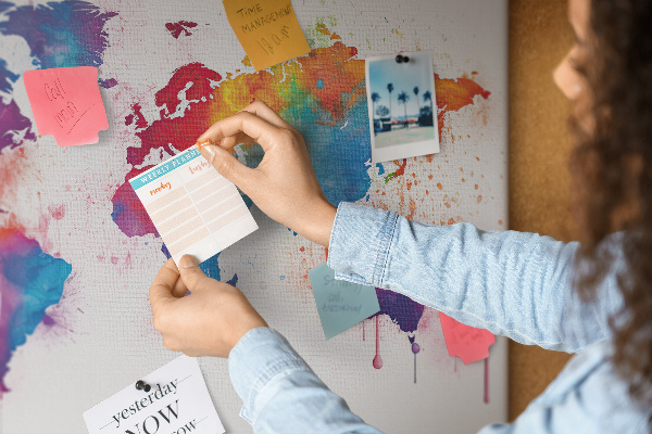 Cork memo board World map
