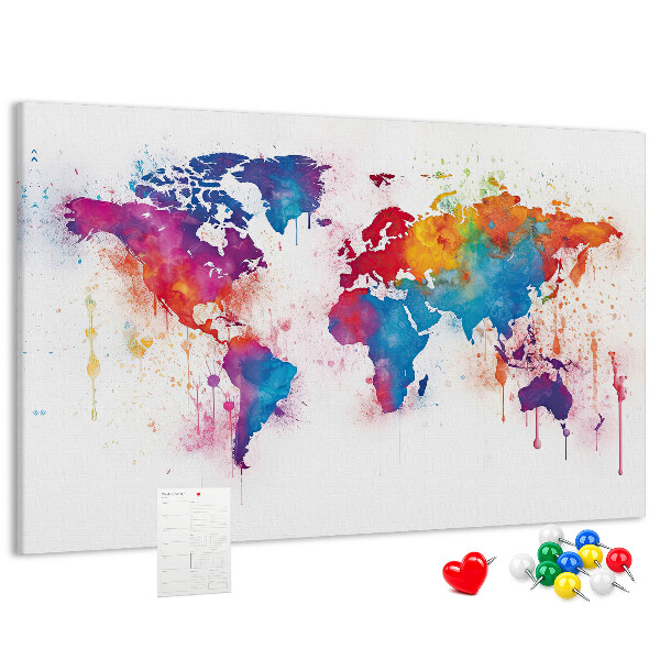 Cork memo board World map