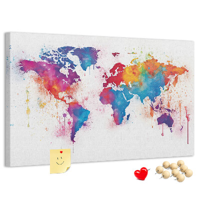 Cork memo board World map