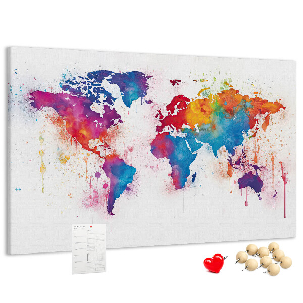 Cork memo board World map