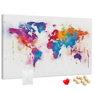 Cork memo board World map