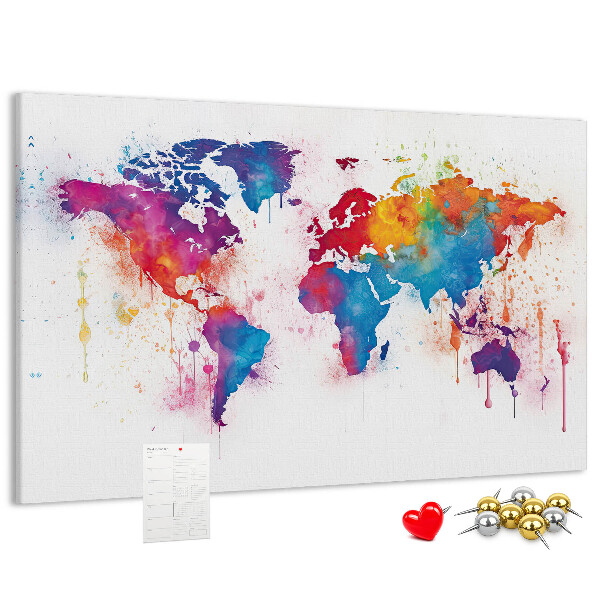 Cork memo board World map