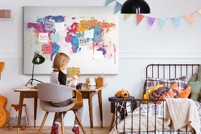 Cork memo board World map