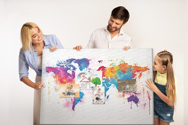 Cork memo board World map
