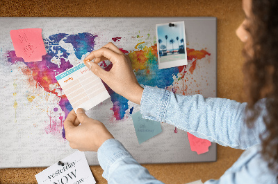 Cork memo board World map