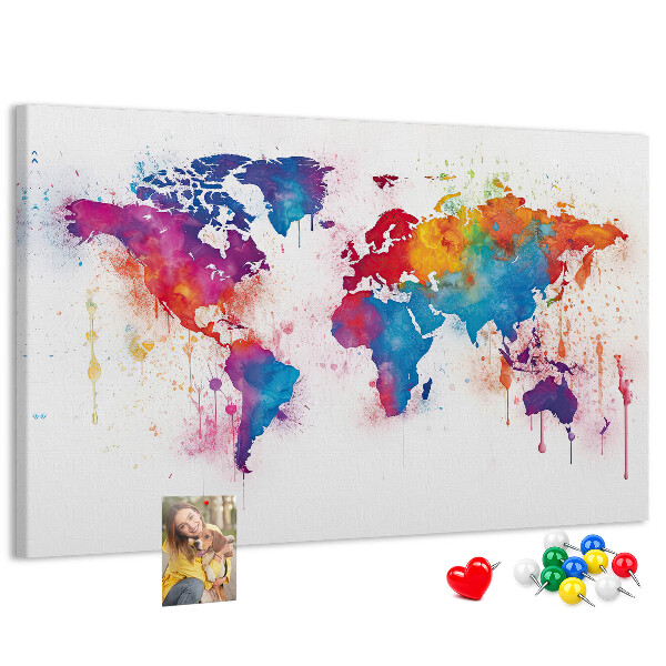 Cork memo board World map