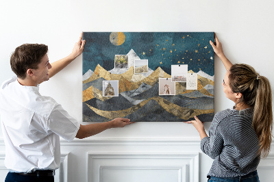 Cork display board Mountains at night