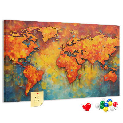 Cork memo board Decorative world map