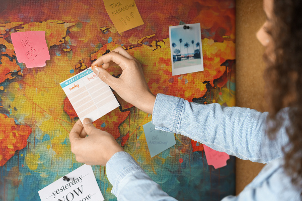 Cork memo board Decorative world map