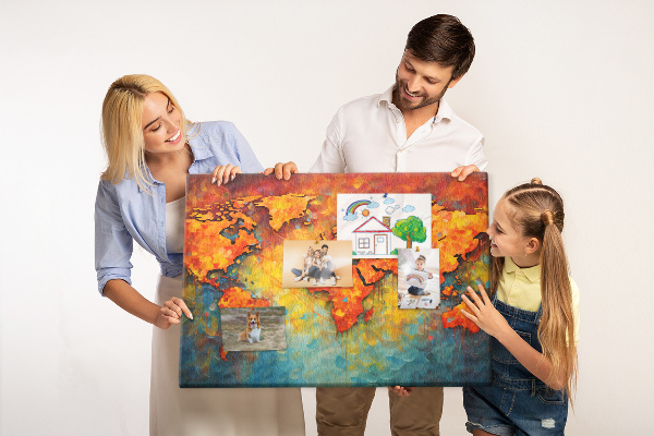 Cork memo board Decorative world map