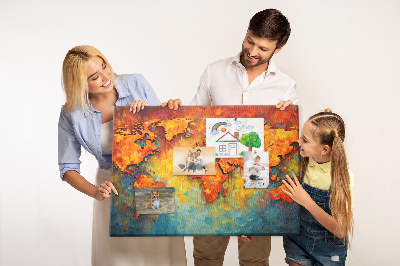 Cork memo board Decorative world map