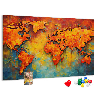 Cork memo board Decorative world map