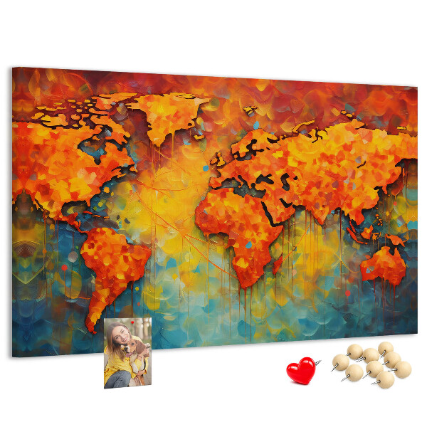 Cork memo board Decorative world map