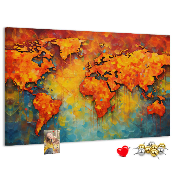 Cork memo board Decorative world map