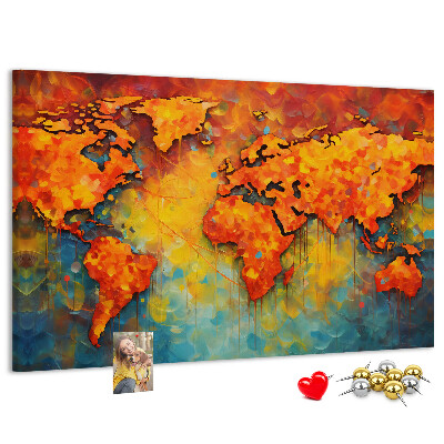 Cork memo board Decorative world map