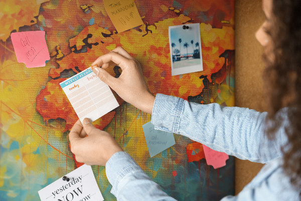 Cork memo board Decorative world map