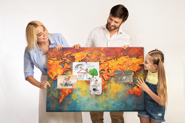 Cork memo board Decorative world map