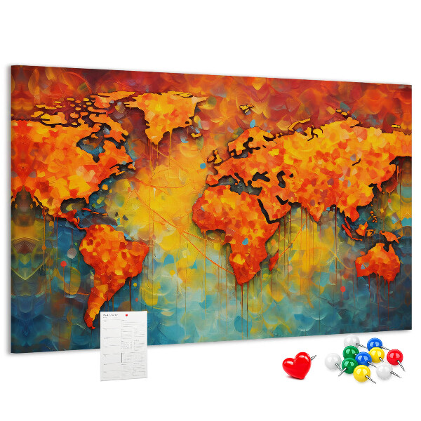 Cork memo board Decorative world map