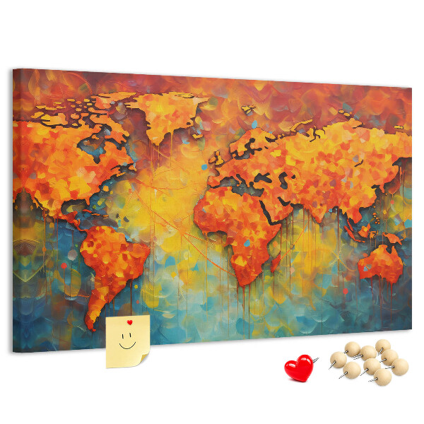 Cork memo board Decorative world map