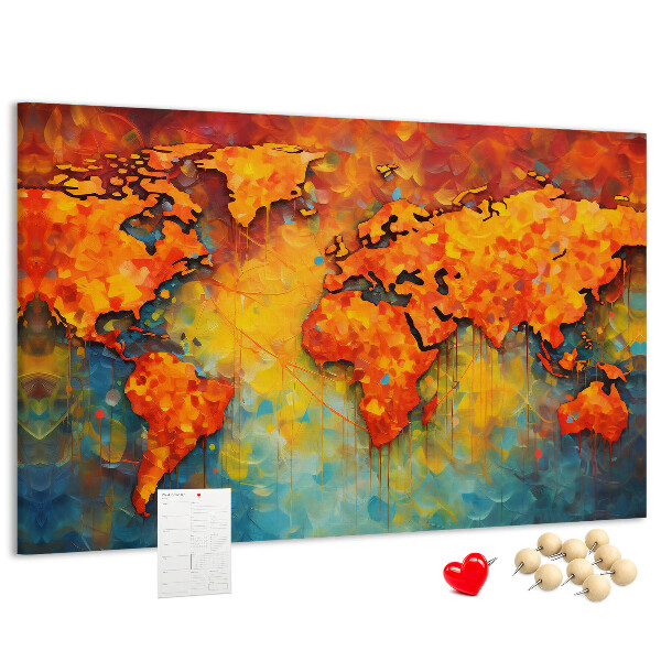 Cork memo board Decorative world map