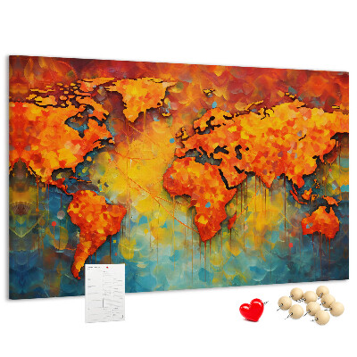 Cork memo board Decorative world map
