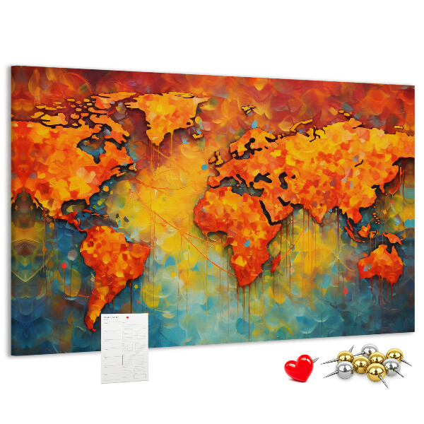 Cork memo board Decorative world map