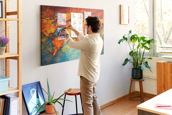 Cork memo board Decorative world map