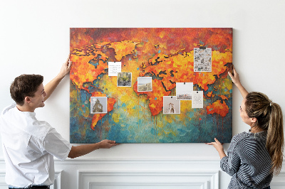 Cork memo board Decorative world map